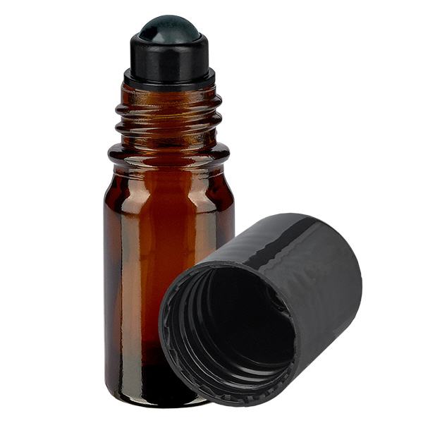 Flacone roll-on marrone da 5 ml STD nero ApoGlas Flacone roll-on marrone da 5 ml STD nero ApoGlas