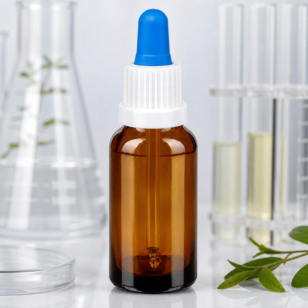 Flacone per pipette da 20 ml bianco/blu OV BrownLine UT18/20 Pratico flacone contagocce da 20 ml in vetro colorato per un'erogazione precisa dei liquidi