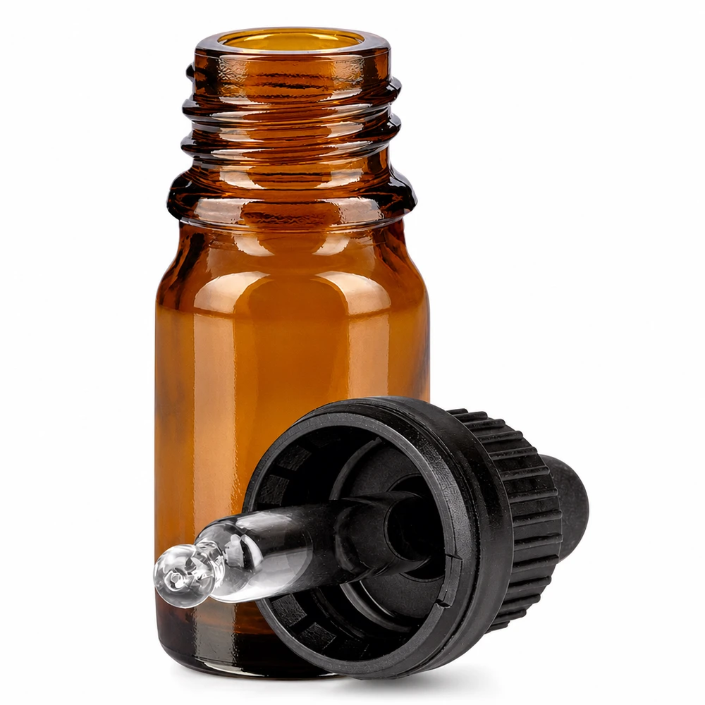 Bottiglia per pipette da 5 ml nera OV BrownLine UT18/5 Flacone con pipetta in vetro ambrato da 5 ml con contagocce per oli essenziali e tinture