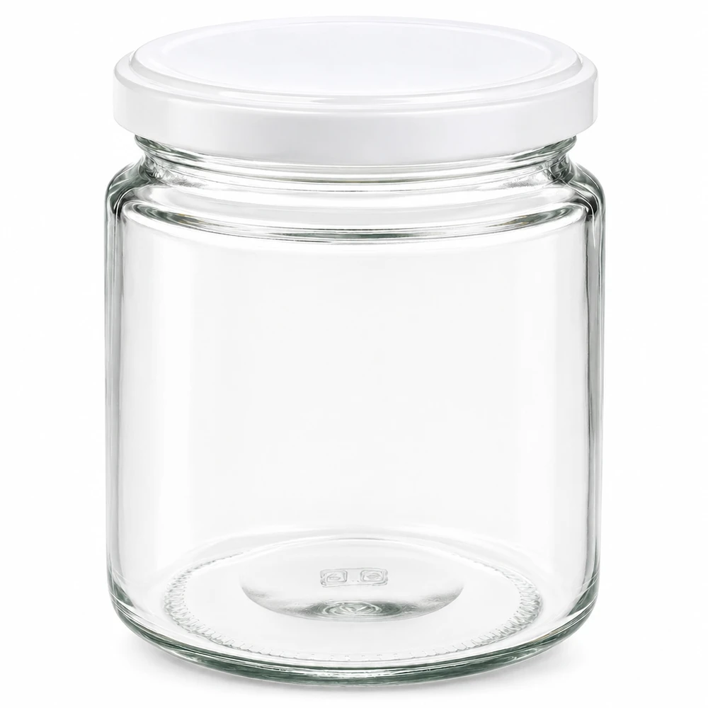 Vasetto per miele da 350 g con capsula bianca BasicSeal UNiTWIST Vasetto per miele da 250 ml con coperchio bianco BasicSeal UNiTWIST, vasetto di vetro vuoto per miele e marmellata