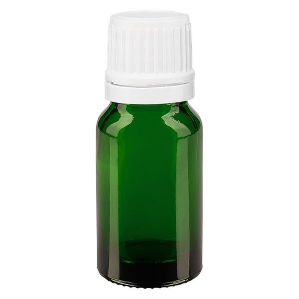Bottiglia da farmacia verde da 10ml. SV OV bianco/11mm ApoGlas Bottiglia da farmacia verde da 10ml. SV OV bianco/11mm ApoGlas