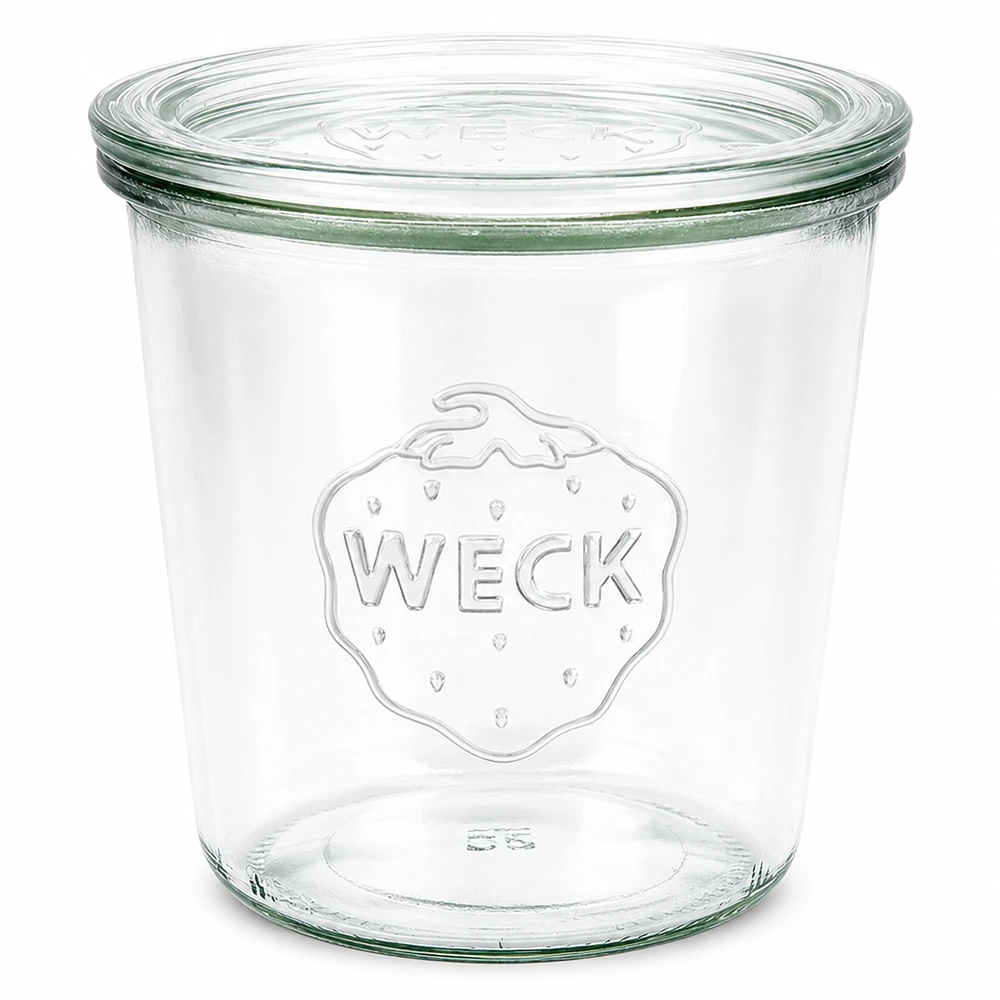 Barattolo di vetro da 580 ml con coperchio in vetro WECK RR100 WECK Vaso da 580 ml con coperchio in vetro RR100 Vaso da 580 ml trasparente per conservazione e stoccaggio