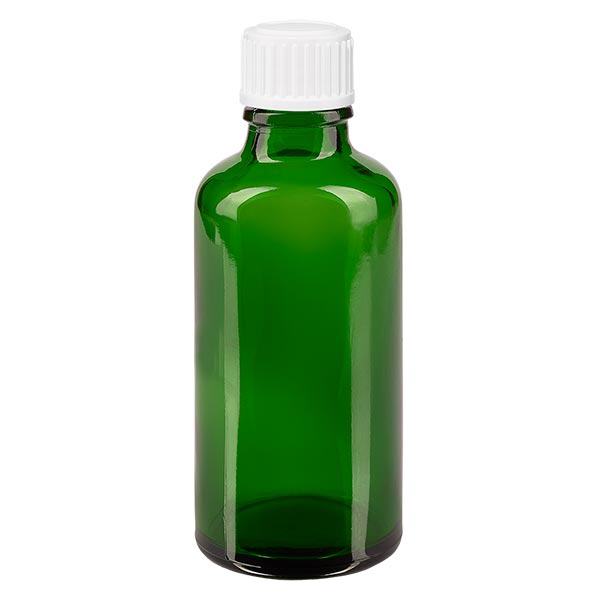 Bottiglia da farmacia verde da 50 ml. SV STD bianco/11mm ApoGlas