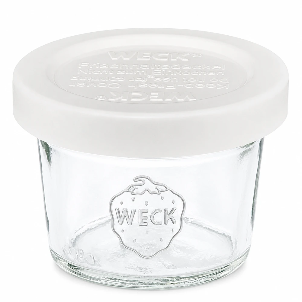 Vasetto WECK RR40 da 35 ml con coperchio bianco, piccolo vasetto di vetro per marmellate e creme spalmabili