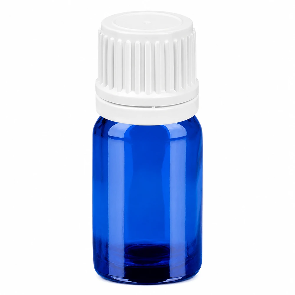 Bottiglia da 5ml 11mm SV bianco OV BlueLine UT18/5 Flacone campione da 5 ml in vetro blu con tappo a vite bianco per piccole quantità