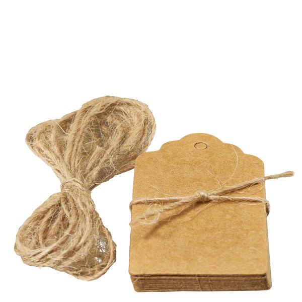 Ciondolo 30x50mm con cordoncino (confezione da 10) Cartellini in carta marrone 30x50 mm con cordoncino in fibra naturale confezione da 10 pezzi per confezioni regalo e artigianato