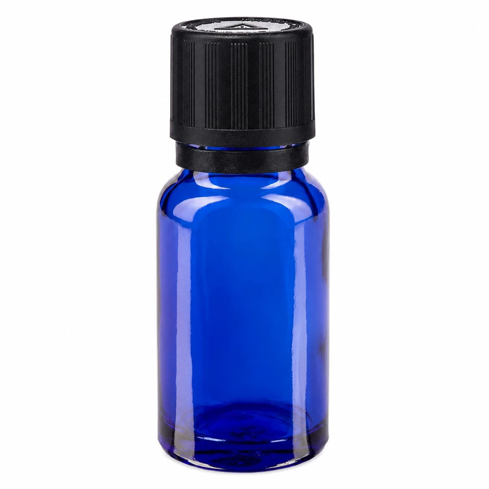 Contagocce blu da 10 ml. OV KiSi Bli nero/1mm ApoGlas Flacone da farmacia in vetro blu da 10 ml con tappo di sicurezza nero a prova di bambino e contagocce da 1 mm