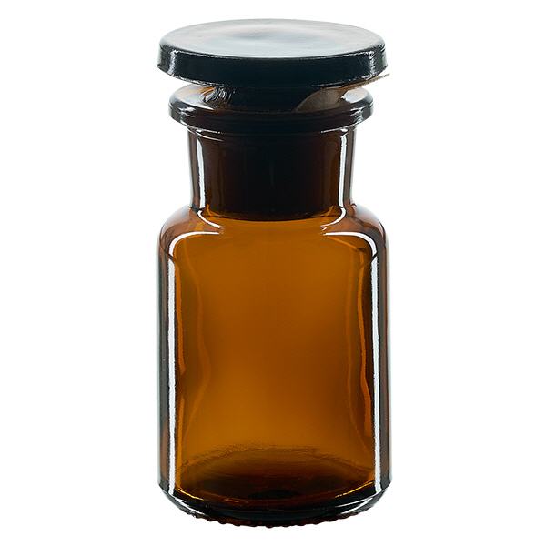 Bottiglia a spalla tonda 50ml marrone collo largo tappo in vetro