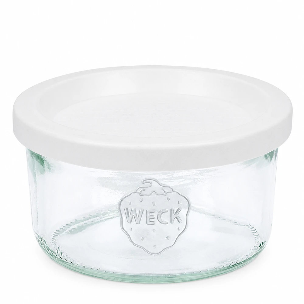 WECK Vaso da 165 ml con coperchio bianco RR80 Vaso in vetro trasparente per conserve