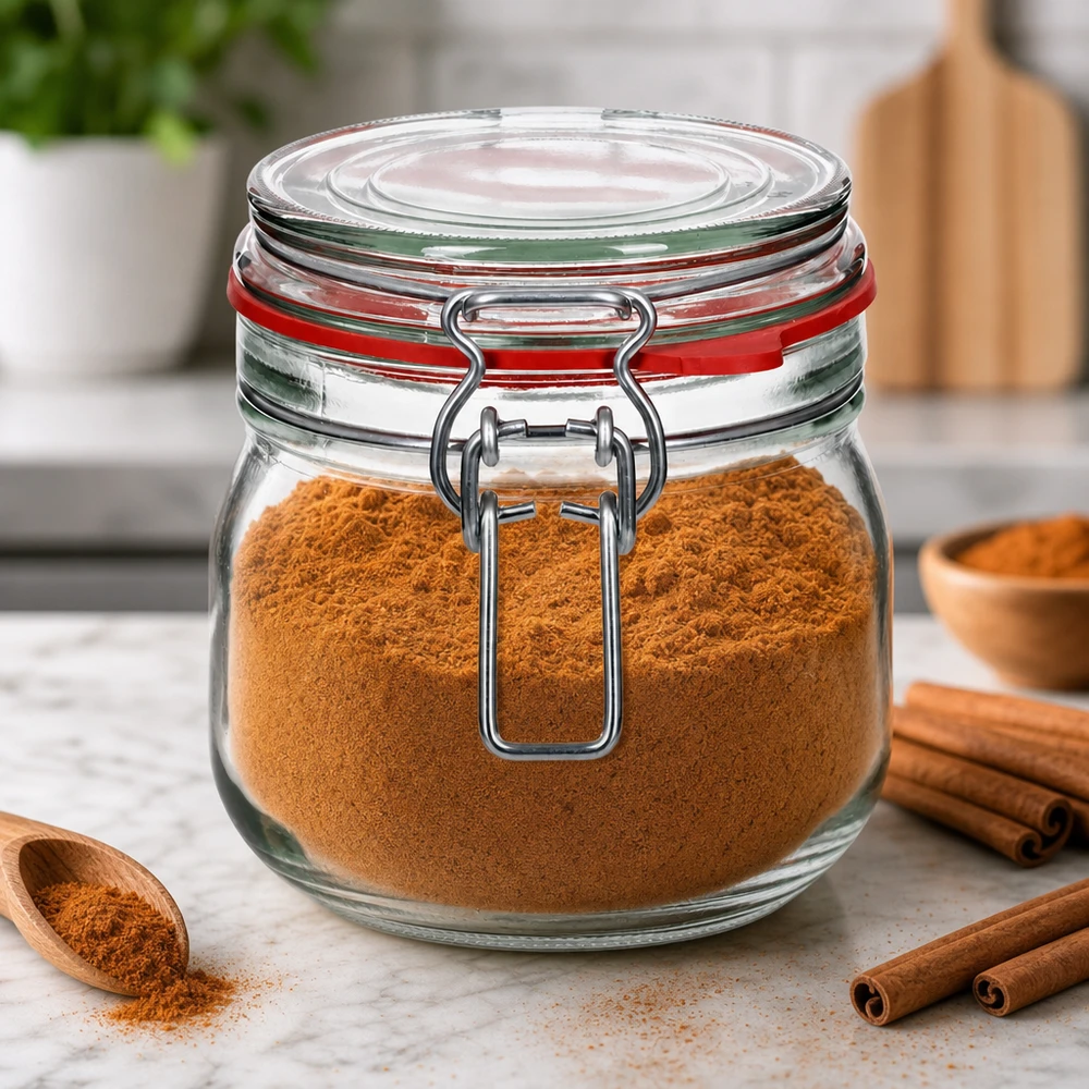 Barattolo da 634 ml, tipo G, con chiusura a clip UN.. Barattolo ermetico da 634 ml con pratico tappo girevole per spezie e alimenti secchi