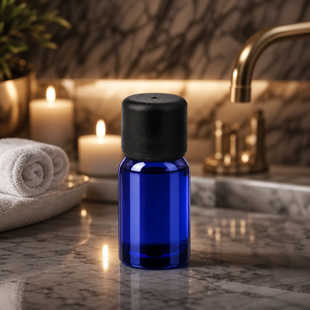 Flacone da 5ml 6mm SV nero STD BlueLine UT18/5 Flacone Premium BlueLine da 5 ml in vetro cobalto per l'aromaterapia professionale