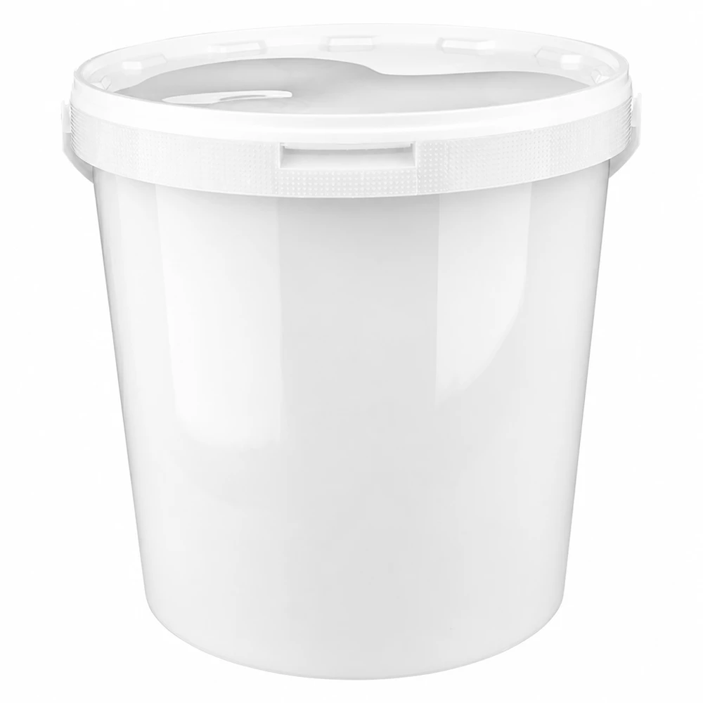 Secchio in plastica PP bianco da 10,7L con coperchio Secchio in PP bianco da 10,7 L, adatto al contatto con gli alimenti, con coperchio a scatto di sicurezza