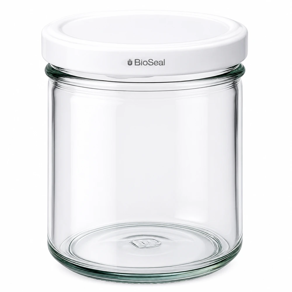 UNiTWIST Lintel167 con coperchio bianco TO66 BioSeal Barattolo per conserve UNiTWIST 167ml con coperchio bianco TO66 BioSeal Barattolo per conserve trasparente