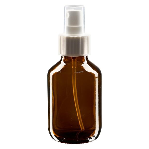 Flacone per medicinali da 100 ml marrone, con atomizzatore a pompa bianco ApoGlas