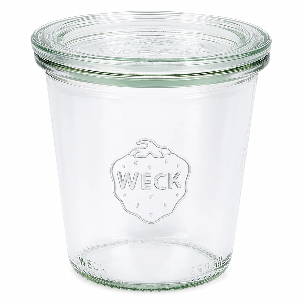 Bicchieri alti da 290 ml con coperchio in vetro WECK RR80 WECK tumbler da 290 ml con coperchio in vetro RR80 vaso da conserva trasparente per la conservazione e lo stoccaggio