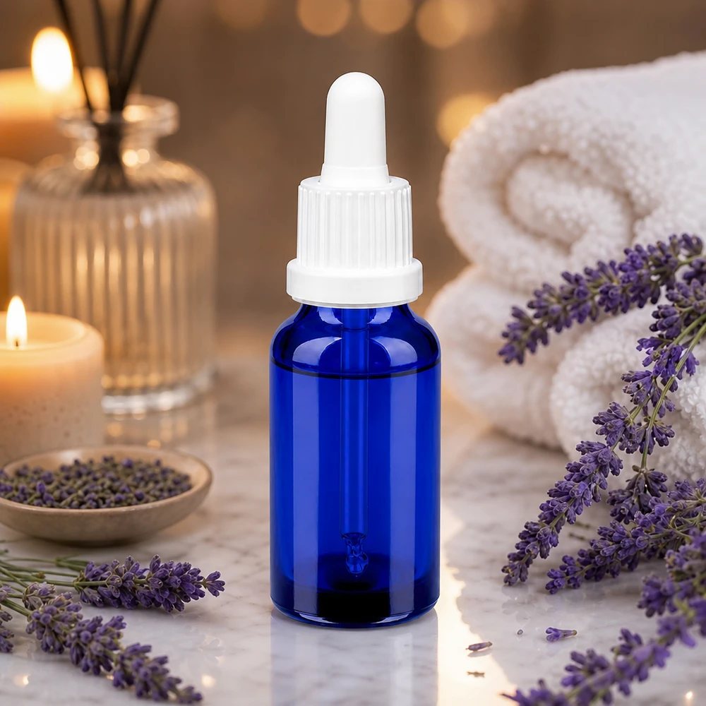 Flacone per pipette da 20 ml bianco OV BlueLine UT18/20 Flacone contagocce blu sottile da 20 ml con dosatore preciso per rimedi omeopatici