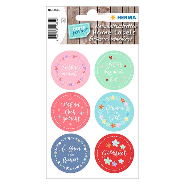 Adesivo "Darling" (12 adesivi con glitter) ø34mm