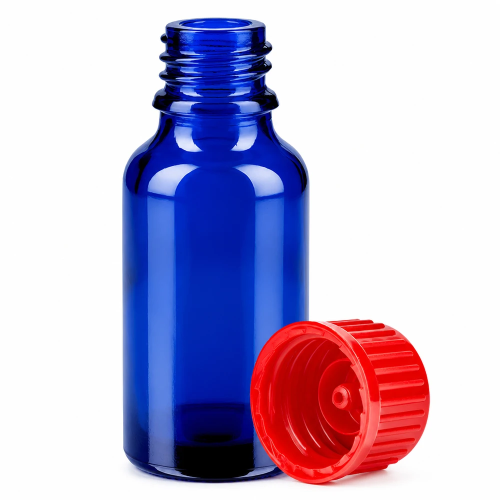 Flacone da 20ml 11mm SV rosso STD BlueLine UT18/20 Bottiglia professionale da laboratorio 20ml in blu cobalto con filettatura rossa standard da 11 mm