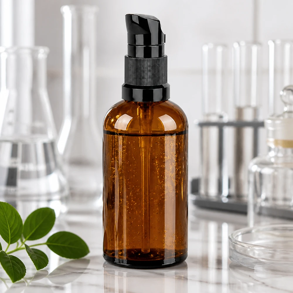 Flacone a pompa da 100 ml nero STD BrownLine UT18/100 Flacone a pompa compatto da 100 ml, ideale per l'uso in viaggio e in mobilità di prodotti per la cura di alta qualità