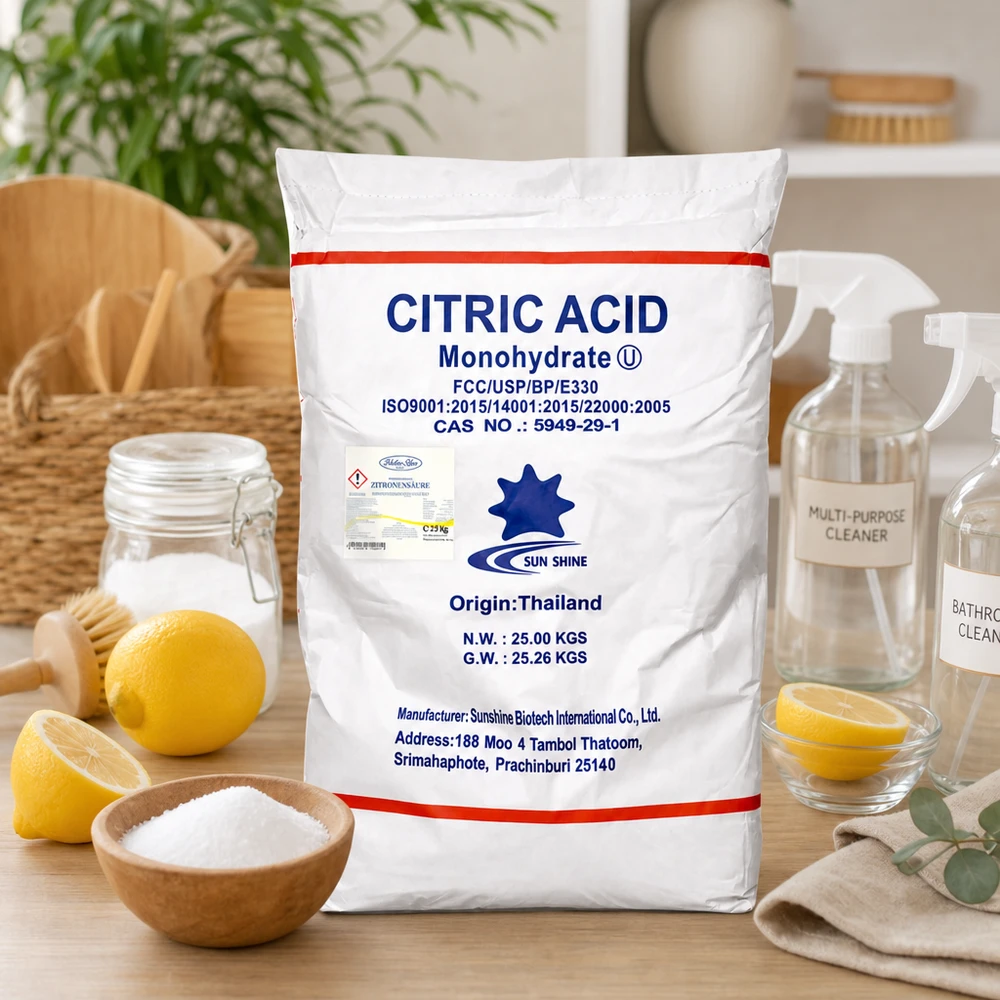 25 kg di acido citrico E330 dalla Thailandia da Sunshine Biotech - additivo alimentare di qualità superiore in contenitori sfusi
