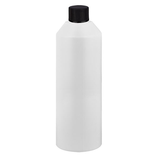 Flacone farmaceutico HDPE 250ml bianco, con SV nero Flacone farmaceutico HDPE 250ml bianco, con SV nero
