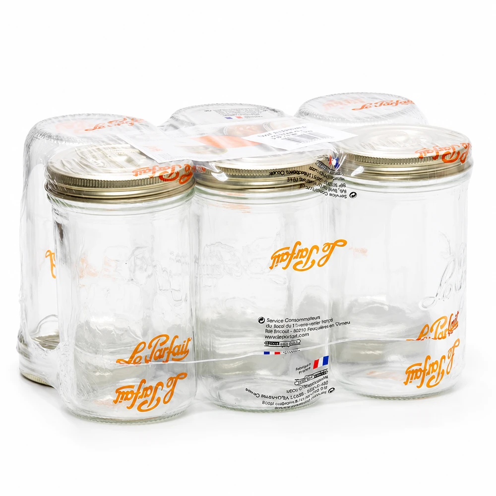 Vasetti Le Parfait 1020ml Familia Wiss con sistema di coperchi in 2 parti in confezione da 6 vasetti per conserve dalla Francia