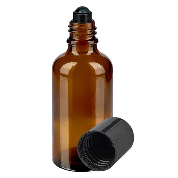 Flacone roll-on marrone da 50ml STD nero ApoGlas Flacone roll-on marrone da 50ml STD nero ApoGlas