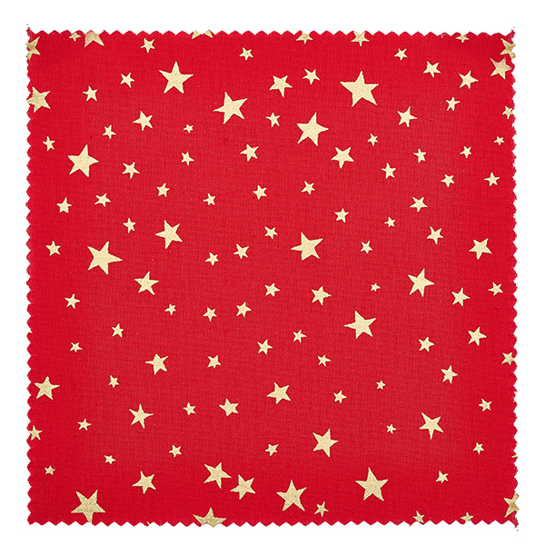 Centrino per gioielli in tessuto rosso "stelle" 12cm quadrato