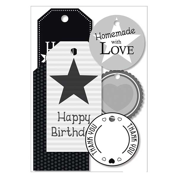 Cartellini regalo "Bianco e nero" (6 pezzi)