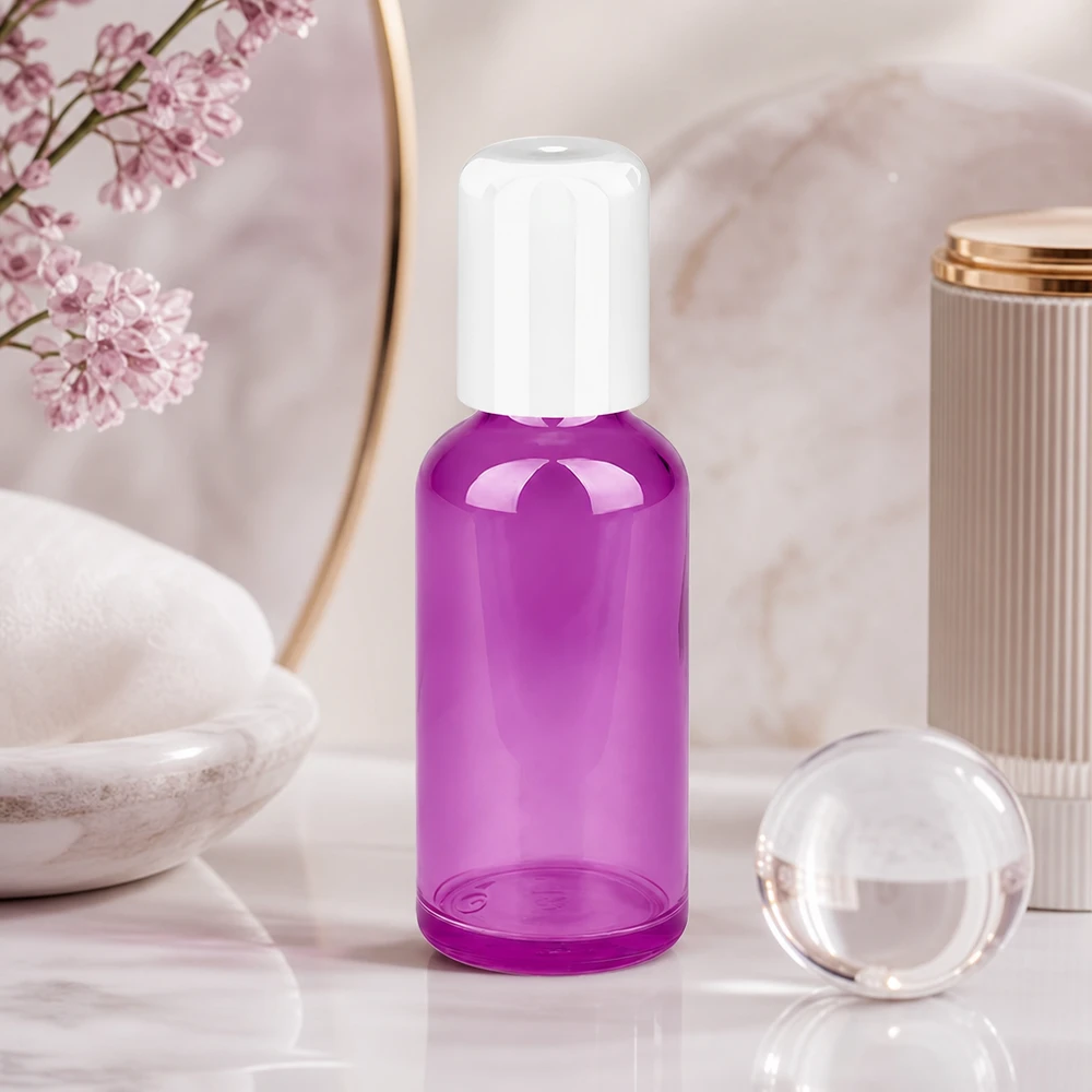 Flacone roll-on da 50 ml bianco Standard PurpleLine UT18/50 Flacone roll-on compatto da 50 ml di colore bianco violetto per un facile dosaggio dei liquidi
