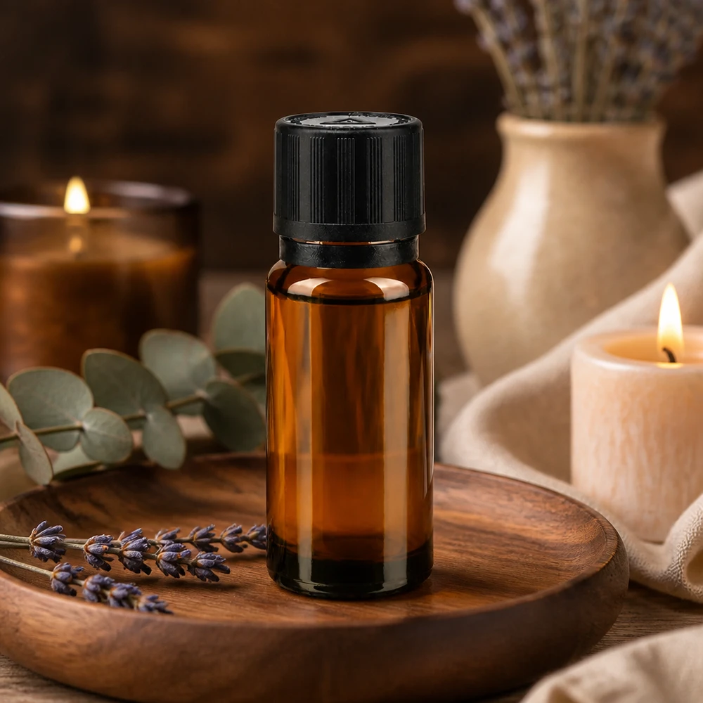 10ml bre. Gocciolatore. OV KiSi Bli nero/1mm ApoGlas Flacone contagocce per aromaterapia da 10 ml in vetro da farmacia con tappo di sicurezza, su vassoio di legno