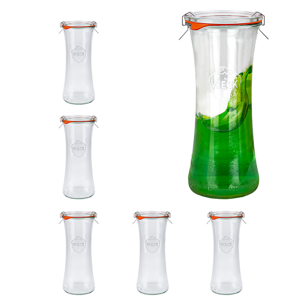 Set di 6 vasetti Weck da 700 ml con coperchio in vetro Set di 6 vasetti Weck da 700 ml con coperchio in vetro