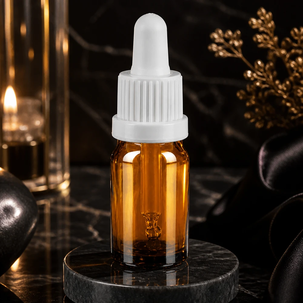 Flacone per pipette da 5 ml bianco OV BrownLine UT18/5 Piccolo flacone per pipette da 5 ml in elegante vetro marrone con pratico tappo contagocce