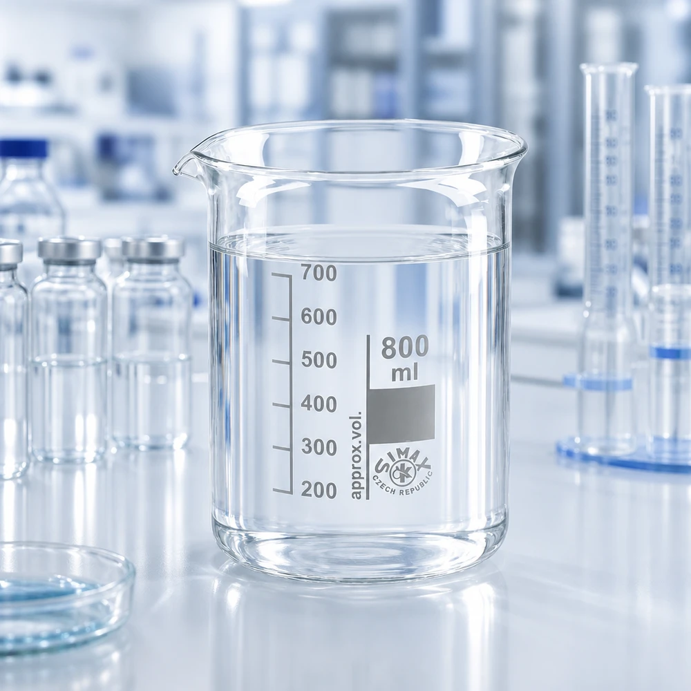 Bicchiere professionale da laboratorio da 800 ml con design a basso profilo in vetro borosilicato resistente alle sostanze chimiche