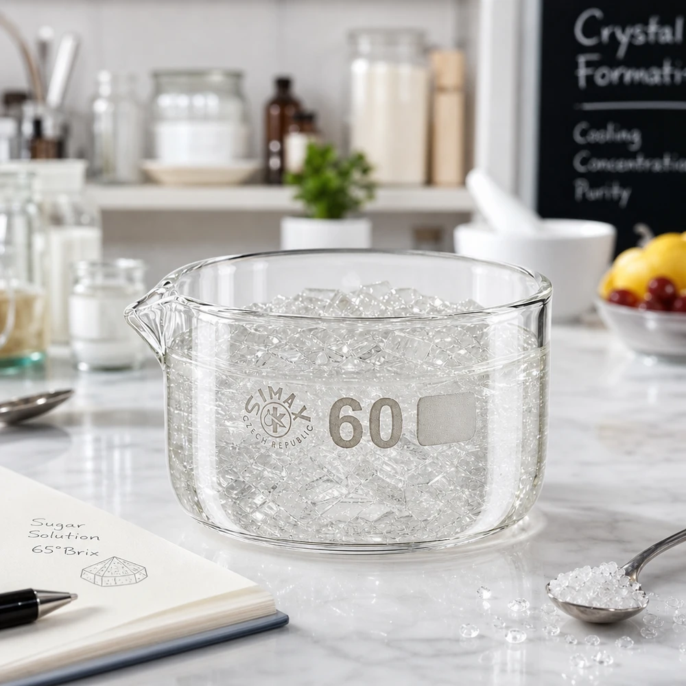 Piatto per cristallizzazione da 60 ml con beccuccio Bo. ø60mm Ciotola di cristallizzazione da 60 ml per cubetti di ghiaccio, in vetro borosilicato, piatta, cilindrica, con beccuccio, ciotola da laboratorio