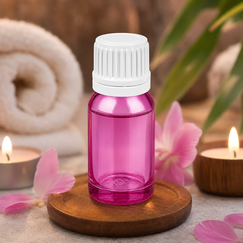 Bottiglia da 10ml tappo a vite 11mm bianco Originalità tappo a vite PurpleLine UT18/10 Elegante flacone in vetro viola da 10 ml con tappo a vite bianco per conservare le essenze con stile