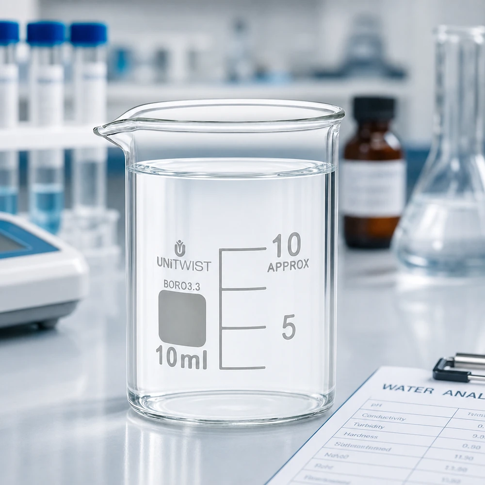 UNiTWIST Boccetta da 10 ml a forma bassa in vetro borosilicato 3.3 resistente al calore, da laboratorio