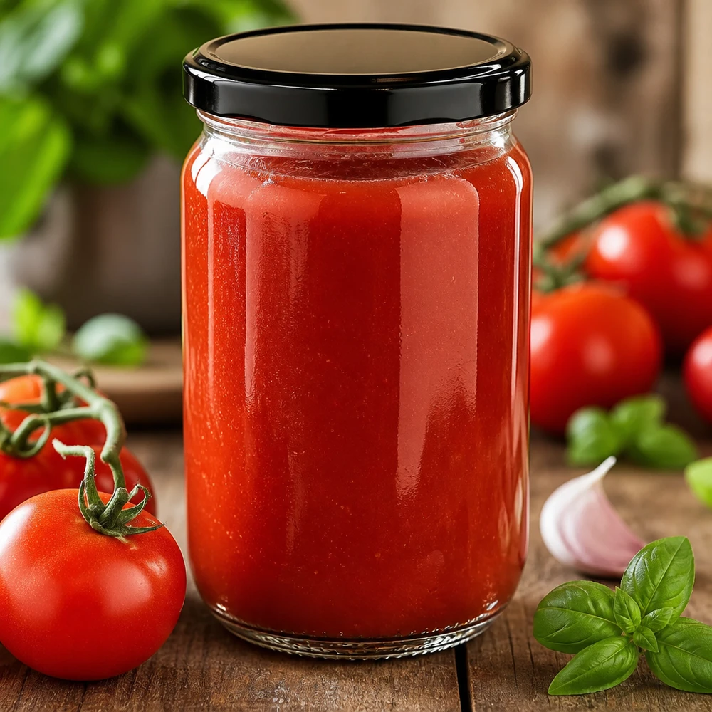 Vaso di vetro da 555 ml UniTwist BasicSeal, adatto alla passata di pomodoro fatta in casa