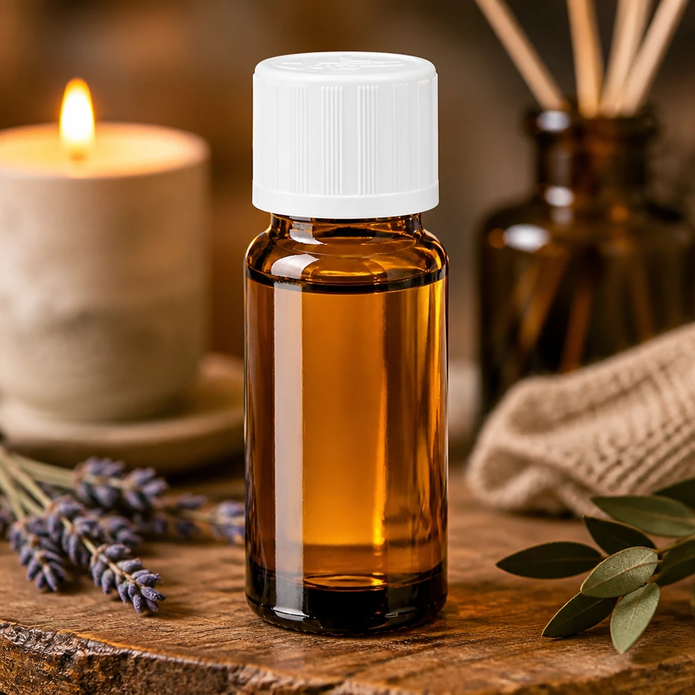 Flacone per aromaterapia da 10 ml in vetro da farmacia marrone con tappo bianco di sicurezza per bambini