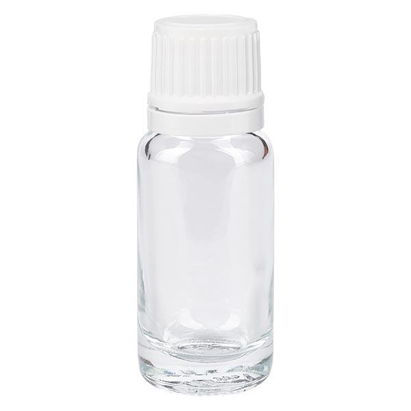 Flacone da farmacia trasparente da 10 ml. SV OV bianco/11mm ApoGlas Flacone da farmacia trasparente da 10 ml. SV OV bianco/11mm ApoGlas