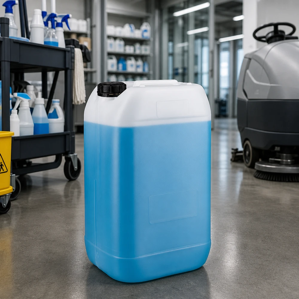 Tanica 15 litri con tappo a vite OV Tanica blu da 15 litri con tappo a vite per detergenti ad uso industriale
