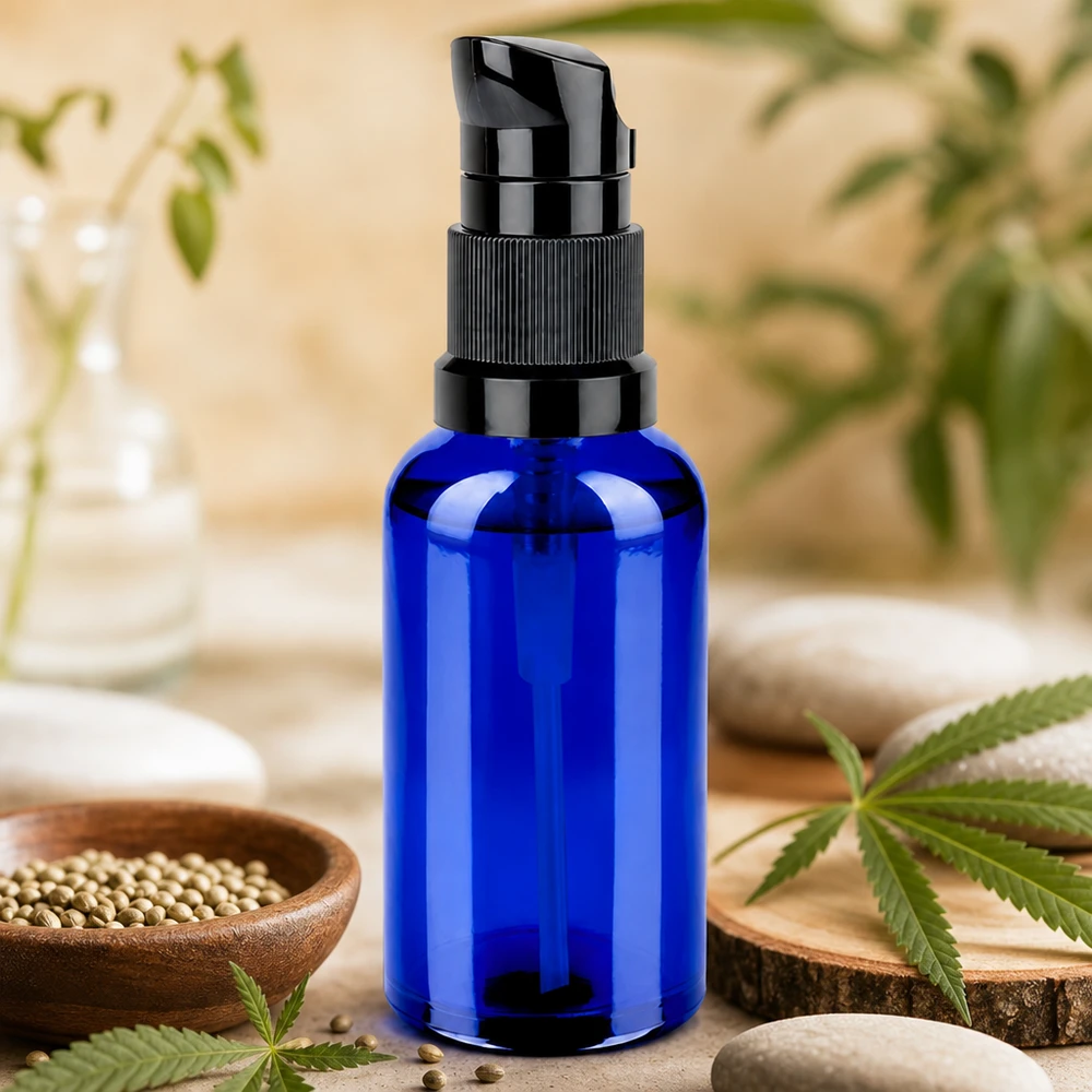 Flacone a pompa da 50 ml nero STD BlueLine UT18/50 Flacone a pompa ergonomico 50ml STD BlueLine UT18/50 con meccanismo di dosaggio scorrevole per uso domestico