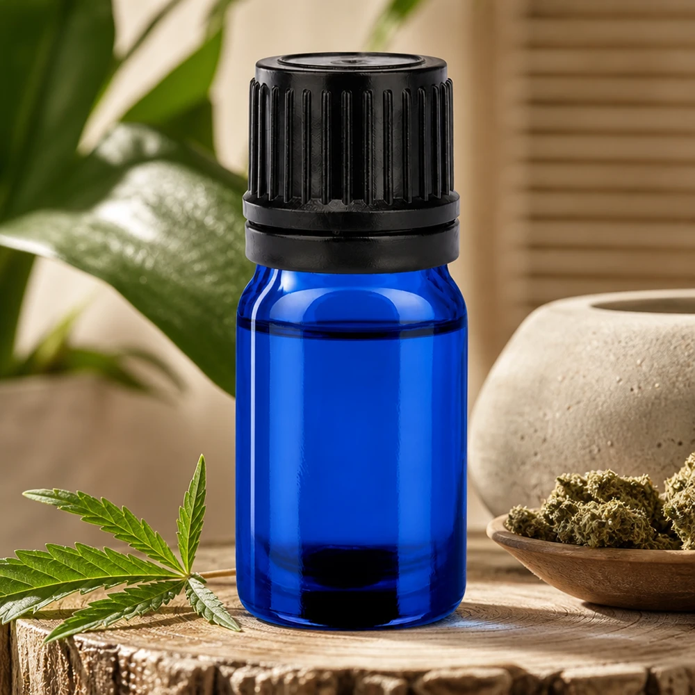 Bottiglia da 5ml 11mm SV nero OV BlueLine UT18/5 Pratico flacone contagocce da 5 ml in blu intenso per l'uso in mobilità e in viaggio