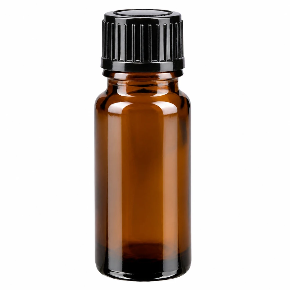 Flacone da farmacia da 10 ml in vetro ambrato con tappo contagocce nero STD 1 mm
