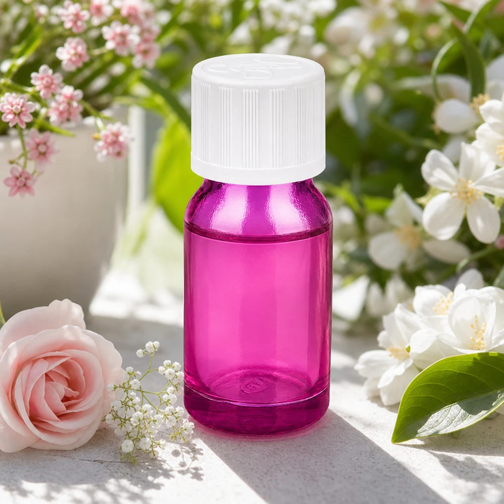 Flacone piccolo in vetro viola da 10 ml con tappo contagocce per cosmetici e sieri fai da te