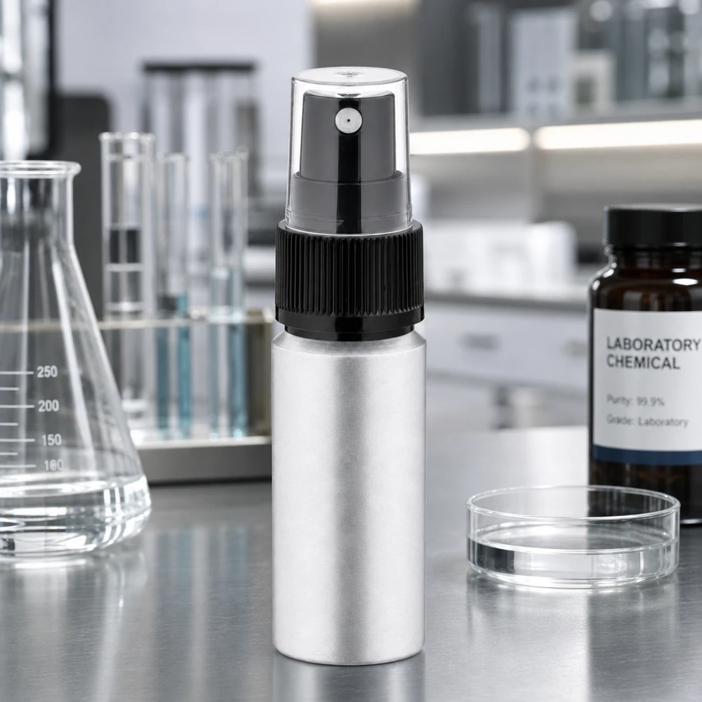 Pratico flacone spray in alluminio da 20 ml, dal design ergonomico, perfetto per gli spostamenti