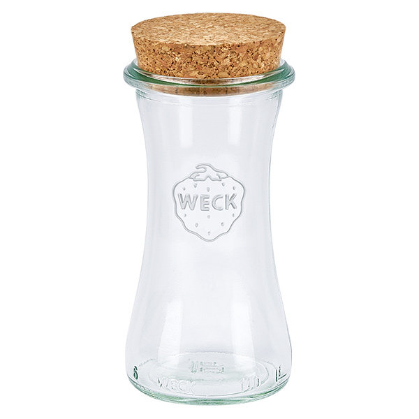 Vasetto da 100ml WECK RR40 con tappo in sughero naturale WECK barattolo per gastronomia 100ml RR40 con chiusura in sughero naturale barattolo trasparente per spezie e prelibatezze