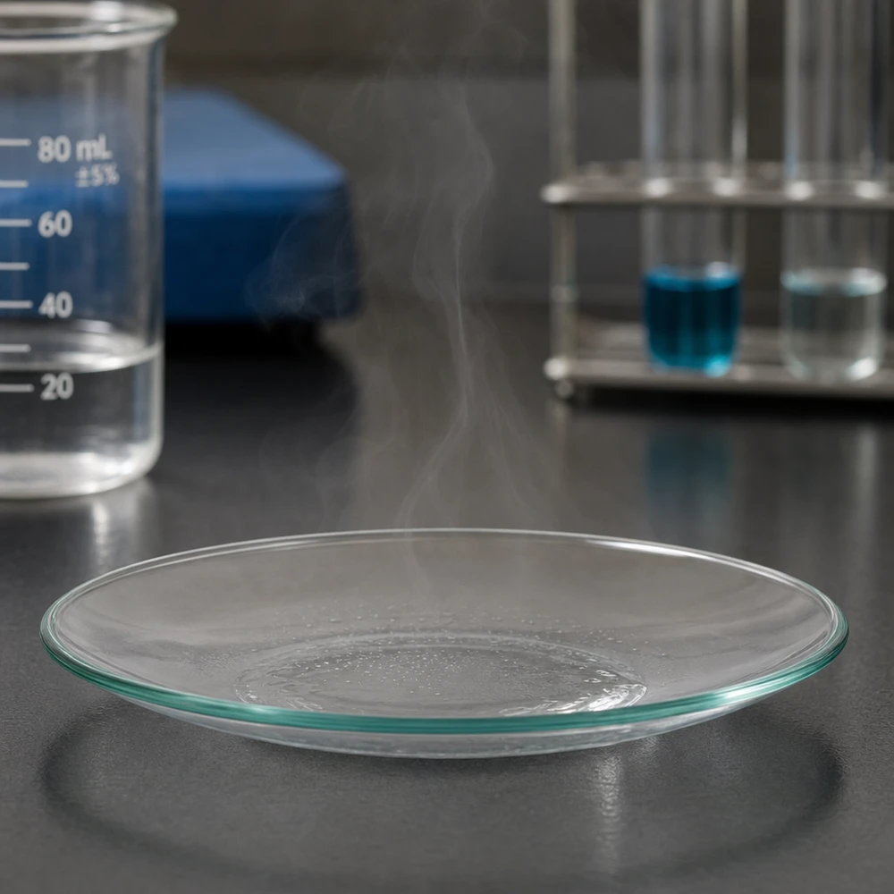 Piatto di precisione in vetro rotondo da 12 cm con struttura robusta per attrezzature da laboratorio professionali
