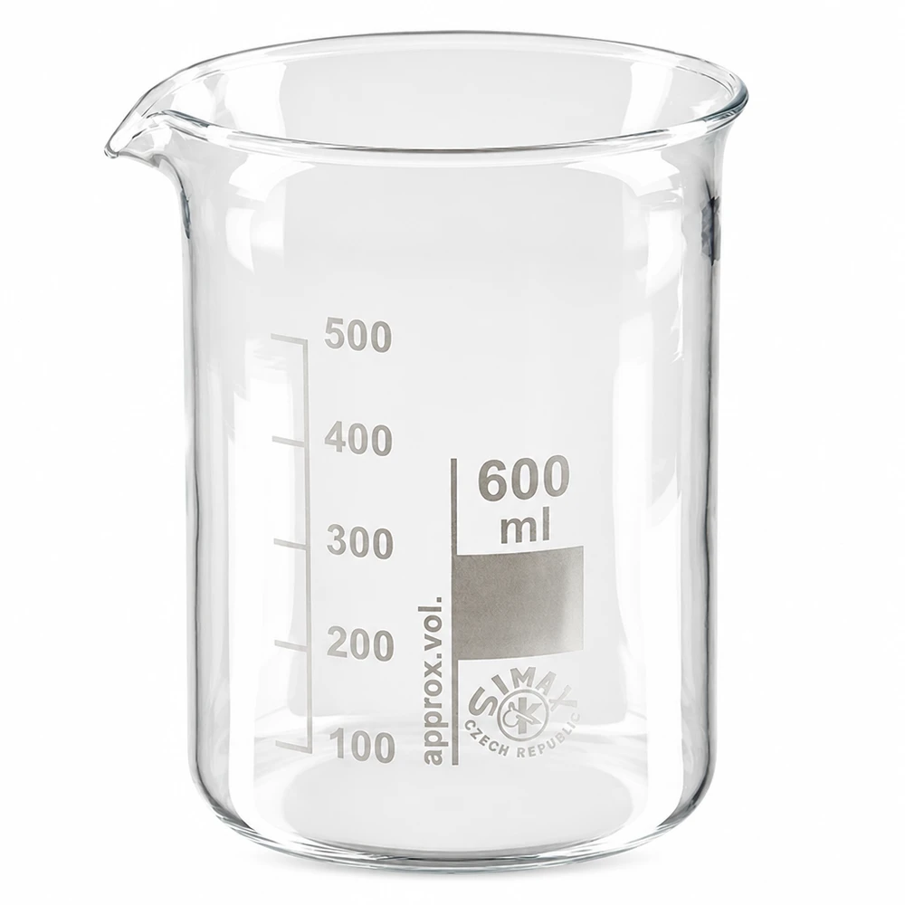 Bicchiere 600ml in vetro borosilicato a basso stampo con beccuccio per laboratorio e cucina