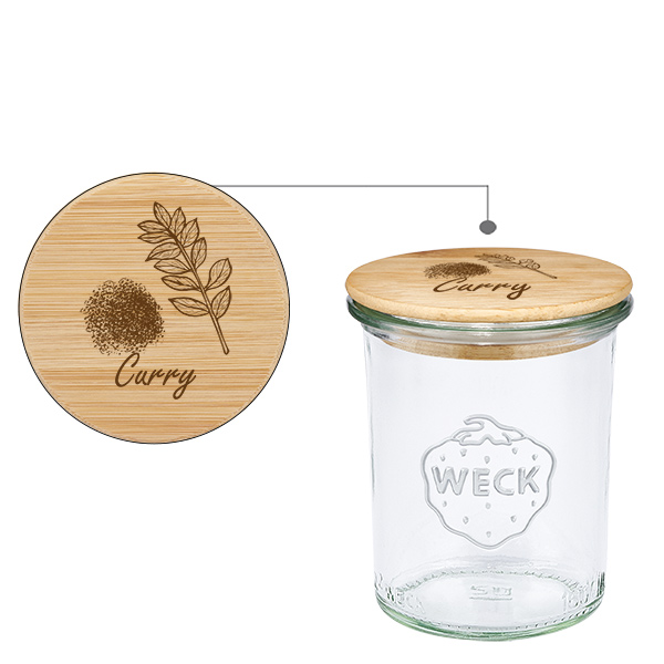 Coperchio in legno "Curry" con verrina WECK 160ml
